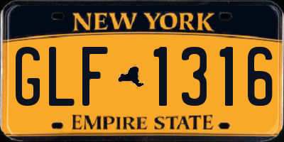 NY license plate GLF1316