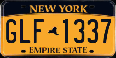 NY license plate GLF1337