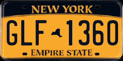 NY license plate GLF1360
