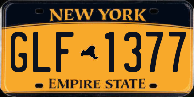 NY license plate GLF1377