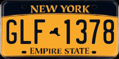 NY license plate GLF1378