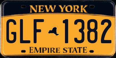 NY license plate GLF1382