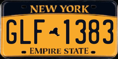 NY license plate GLF1383