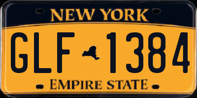 NY license plate GLF1384