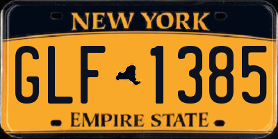 NY license plate GLF1385