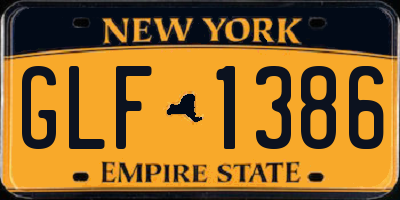 NY license plate GLF1386