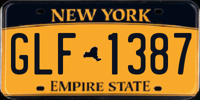 NY license plate GLF1387