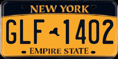 NY license plate GLF1402