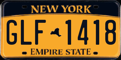 NY license plate GLF1418