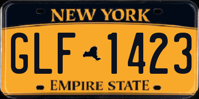 NY license plate GLF1423