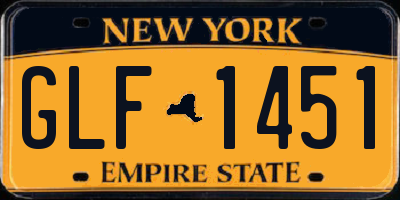 NY license plate GLF1451