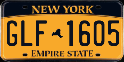 NY license plate GLF1605