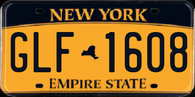 NY license plate GLF1608