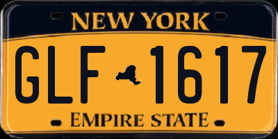 NY license plate GLF1617