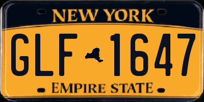 NY license plate GLF1647