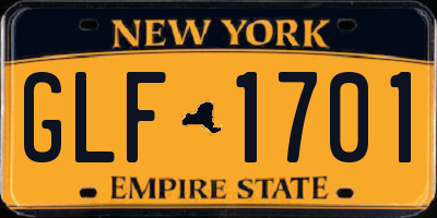 NY license plate GLF1701
