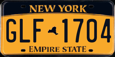 NY license plate GLF1704