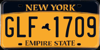 NY license plate GLF1709