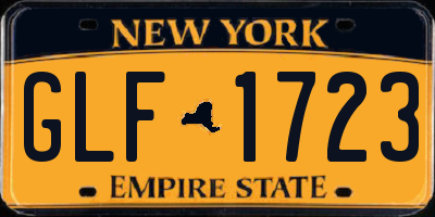 NY license plate GLF1723