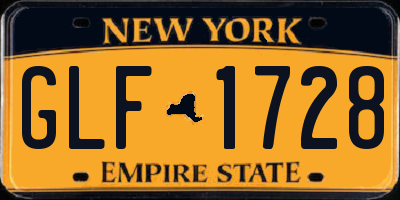NY license plate GLF1728