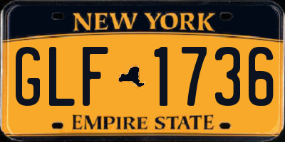 NY license plate GLF1736