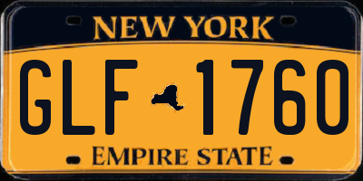 NY license plate GLF1760