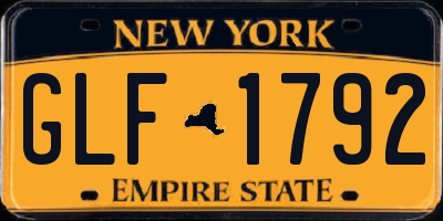 NY license plate GLF1792