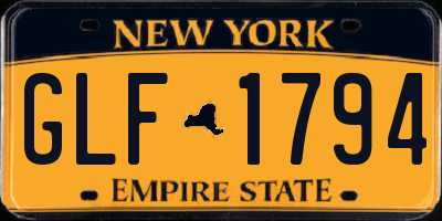 NY license plate GLF1794
