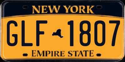 NY license plate GLF1807