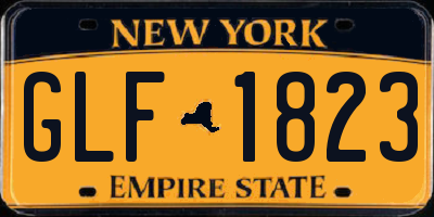 NY license plate GLF1823
