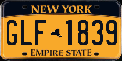 NY license plate GLF1839