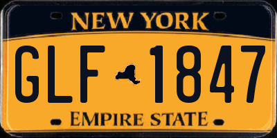 NY license plate GLF1847