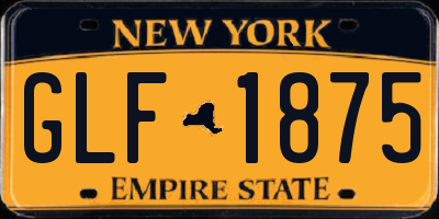 NY license plate GLF1875
