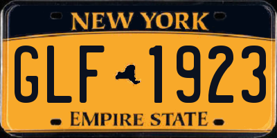 NY license plate GLF1923