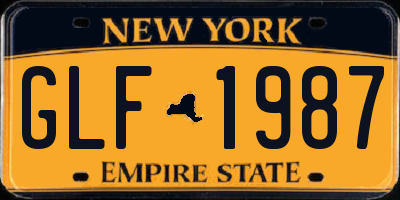 NY license plate GLF1987
