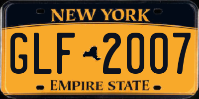 NY license plate GLF2007