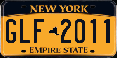 NY license plate GLF2011