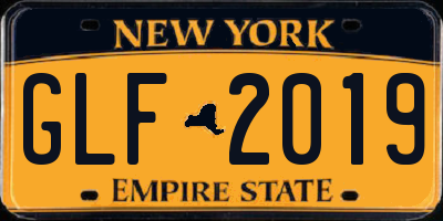 NY license plate GLF2019