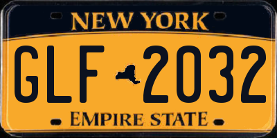 NY license plate GLF2032