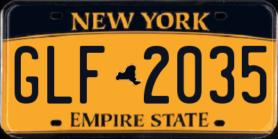 NY license plate GLF2035