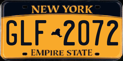 NY license plate GLF2072