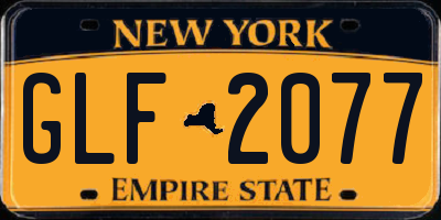 NY license plate GLF2077