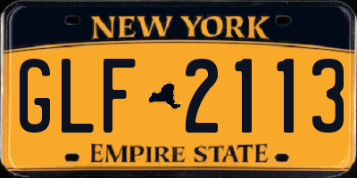 NY license plate GLF2113