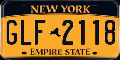 NY license plate GLF2118