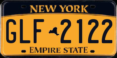 NY license plate GLF2122