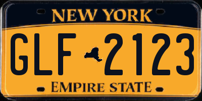 NY license plate GLF2123