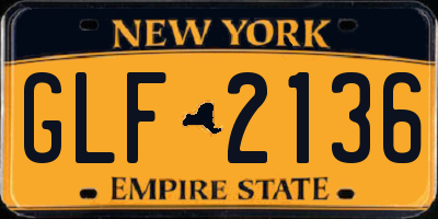 NY license plate GLF2136
