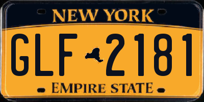 NY license plate GLF2181
