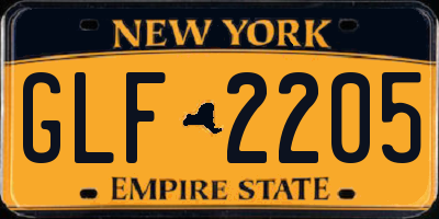 NY license plate GLF2205