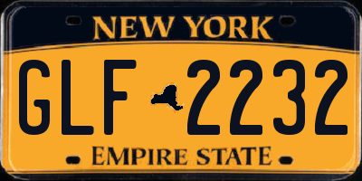 NY license plate GLF2232
